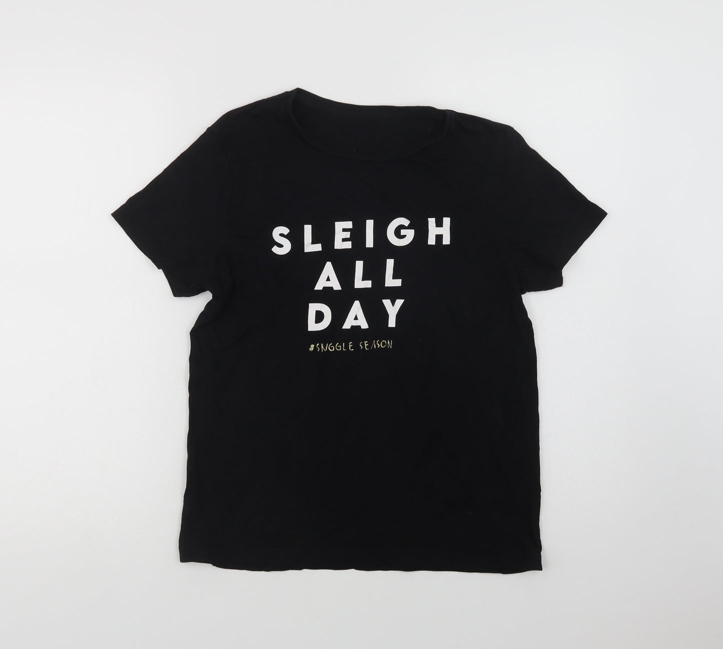 George Womens Black  Cotton Basic T-Shirt Size 8 Crew Neck - Sleigh All Day
