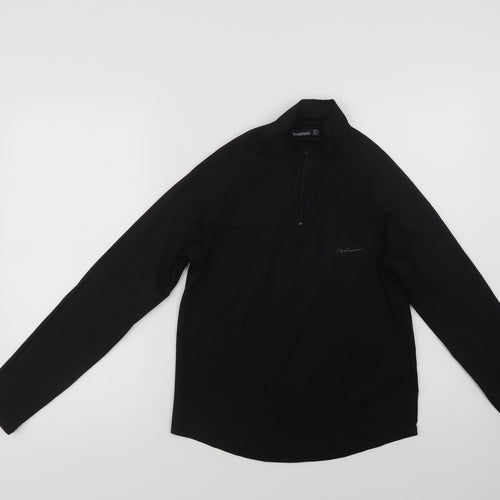 Boohoo Womens Black  Polyester Henley Sweatshirt Size 10  Zip