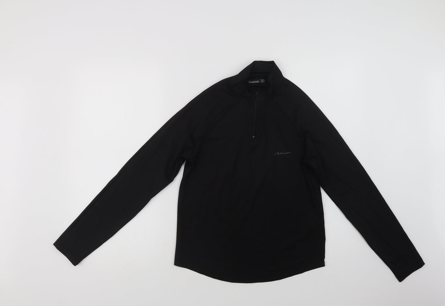 Boohoo Womens Black  Polyester Henley Sweatshirt Size 10  Zip