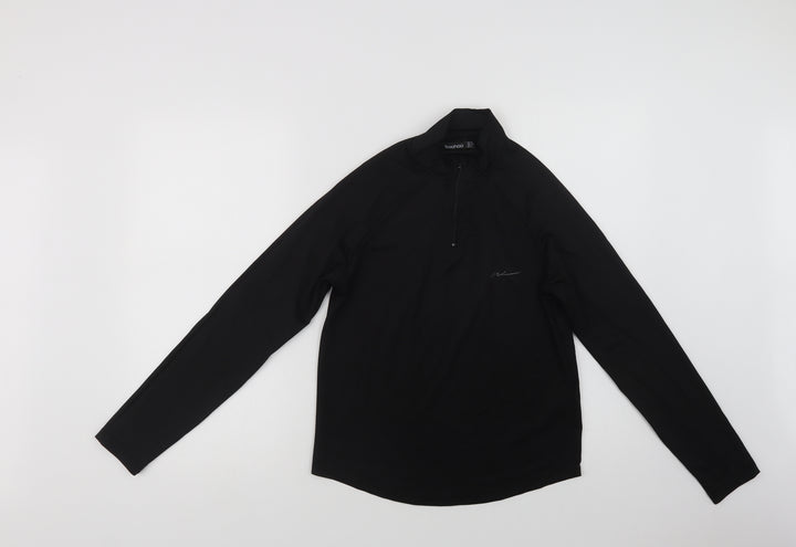Boohoo Womens Black  Polyester Henley Sweatshirt Size 10  Zip