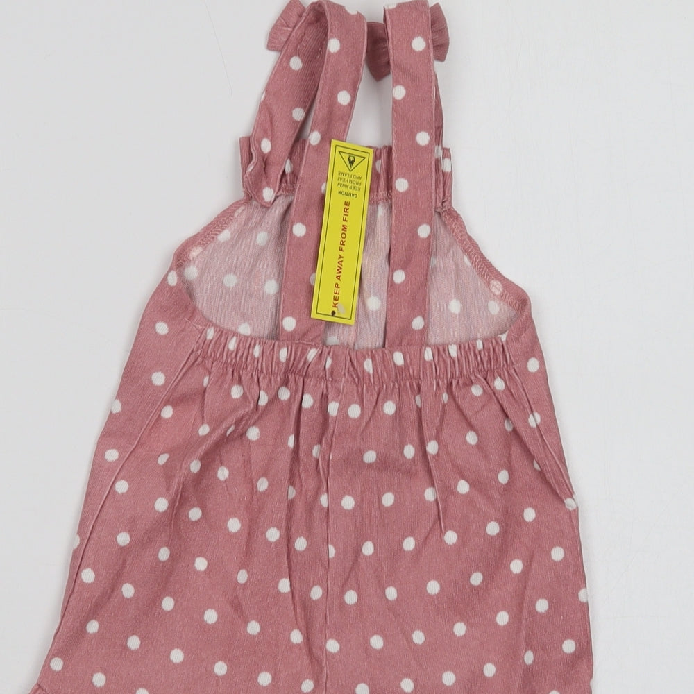 SheIn Baby Pink Polka Dot Viscose Romper One-Piece Size 12-18 Months  Button
