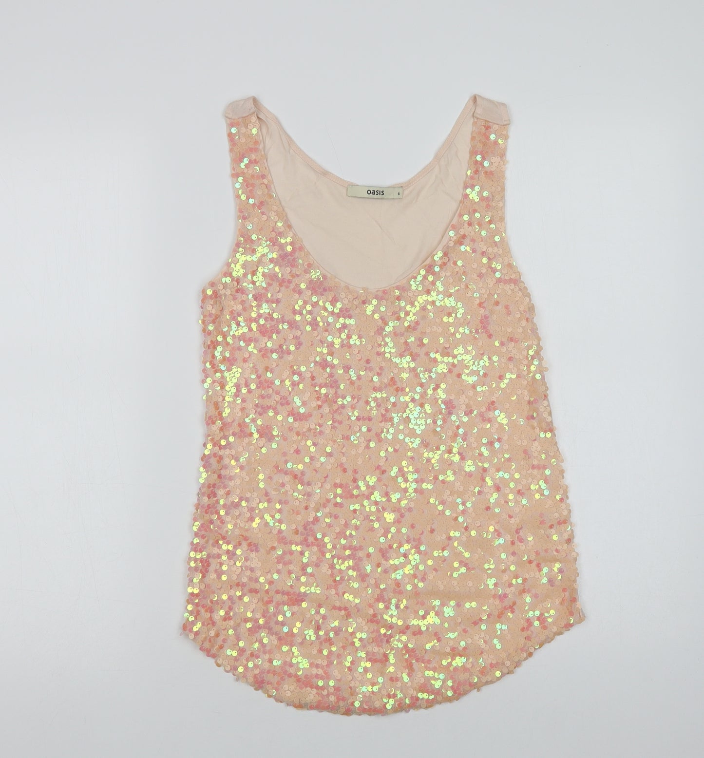 Oasis Womens Pink  Viscose Basic Tank Size S Scoop Neck