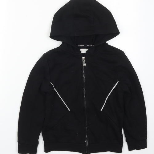 Jeff&Co Boys Black  Cotton Full Zip Hoodie Size 7-8 Years  Zip