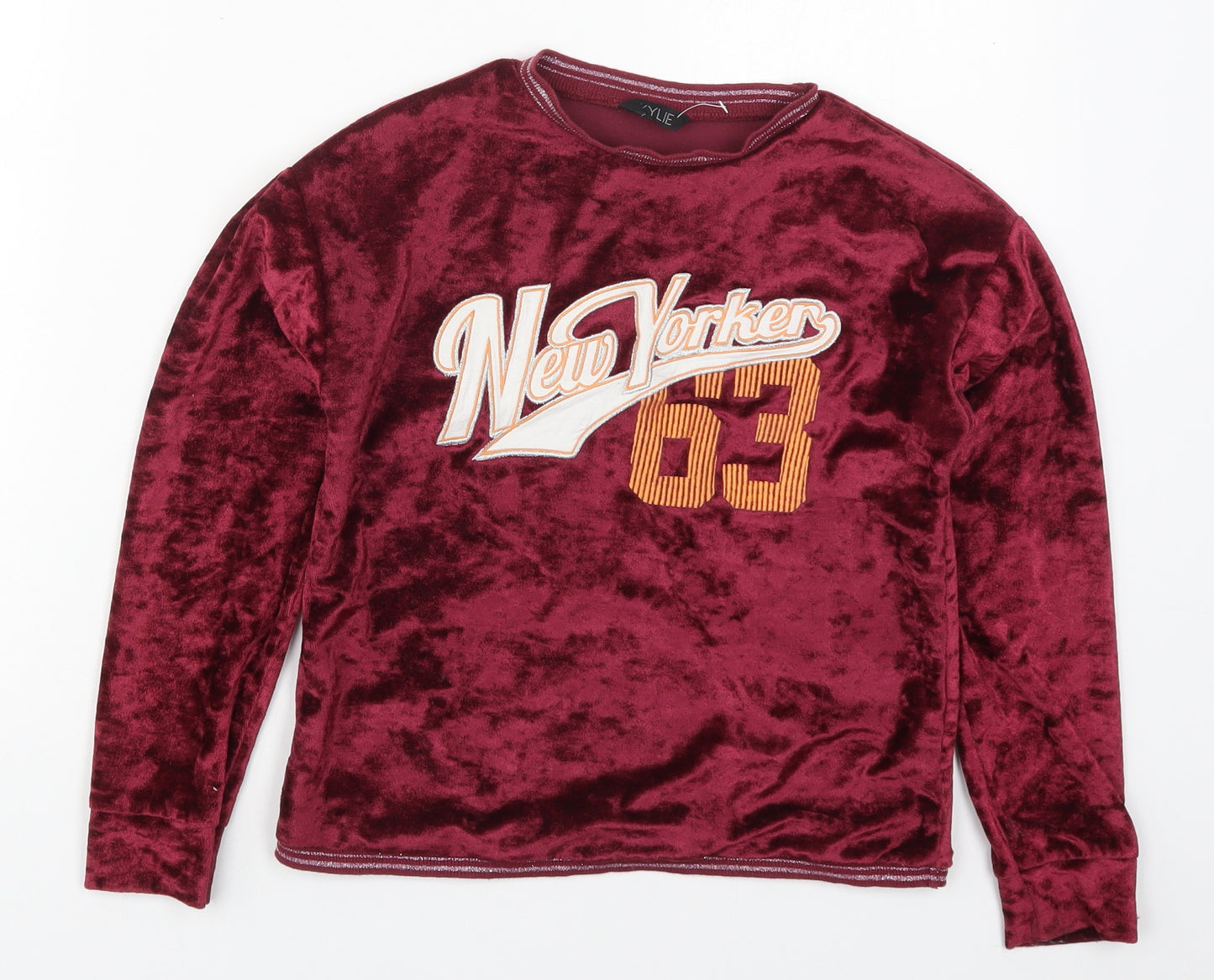 M&Co Girls Red  Polyester Pullover Sweatshirt Size 9-10 Years  Pullover - New York