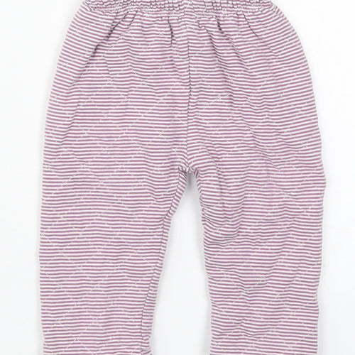 mamas & papas Girls Purple Striped Cotton Sweatpants Trousers Size 6-9 Months   - Pyjama Pants