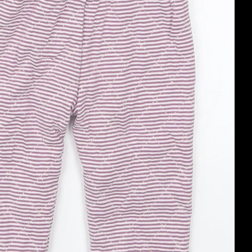 mamas & papas Girls Purple Striped Cotton Sweatpants Trousers Size 6-9 Months   - Pyjama Pants