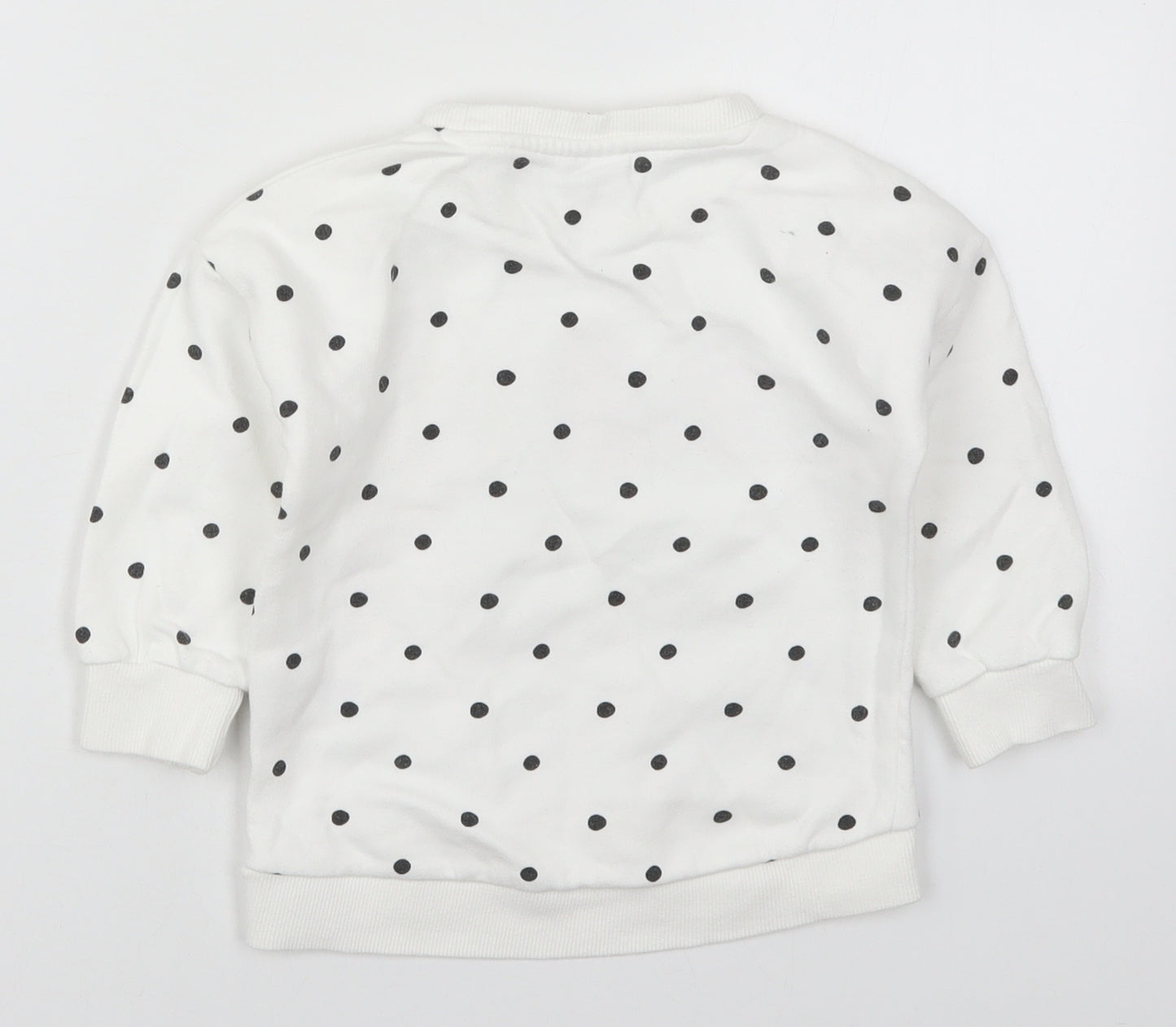 F&F Girls White Polka Dot Cotton Basic T-Shirt Size 18-24 Months Crew Neck Pullover - Minnie Mouse