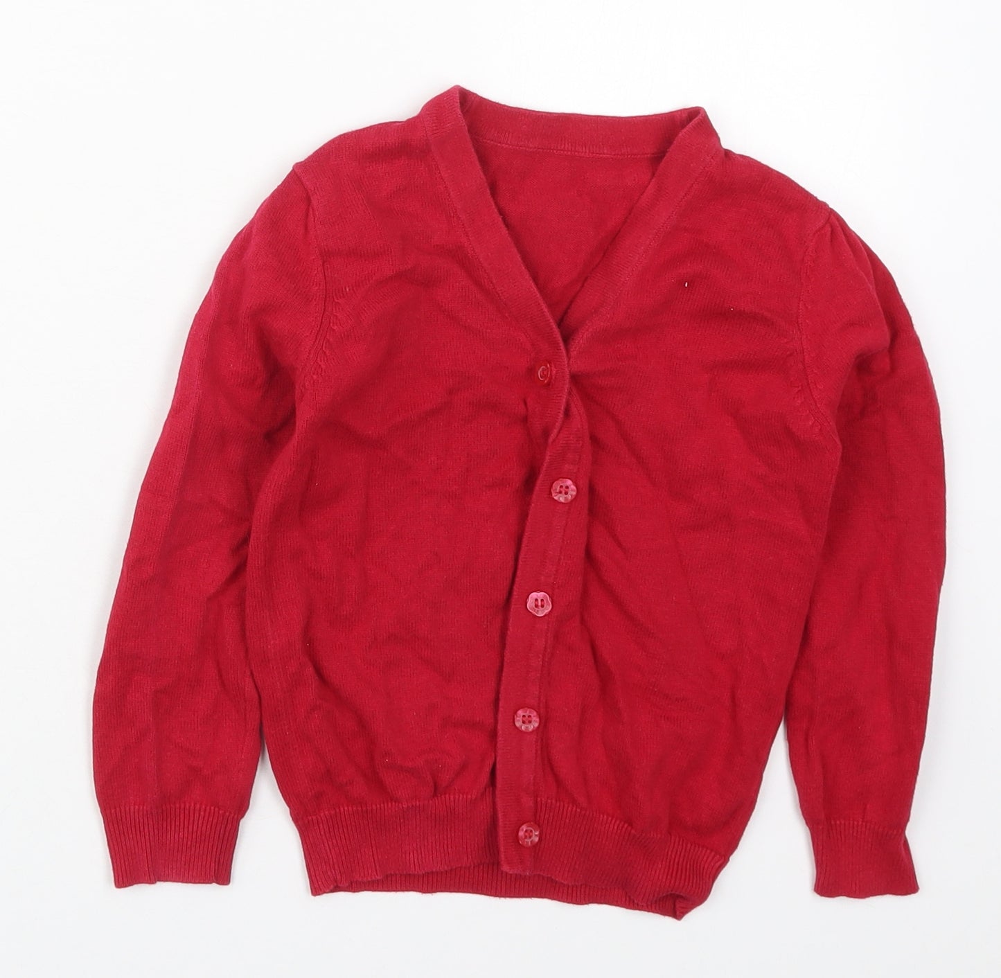 Nutmeg Girls Red V-Neck  Cotton Cardigan Jumper Size 4-5 Years  Button