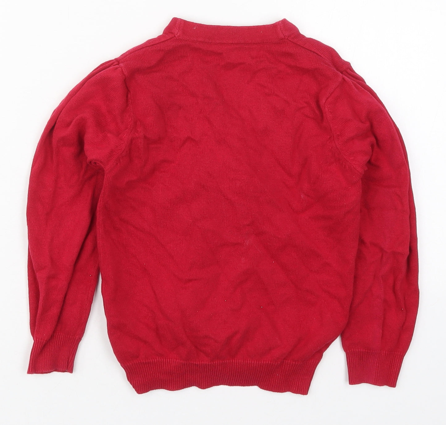 Nutmeg Girls Red V-Neck  Cotton Cardigan Jumper Size 4-5 Years  Button