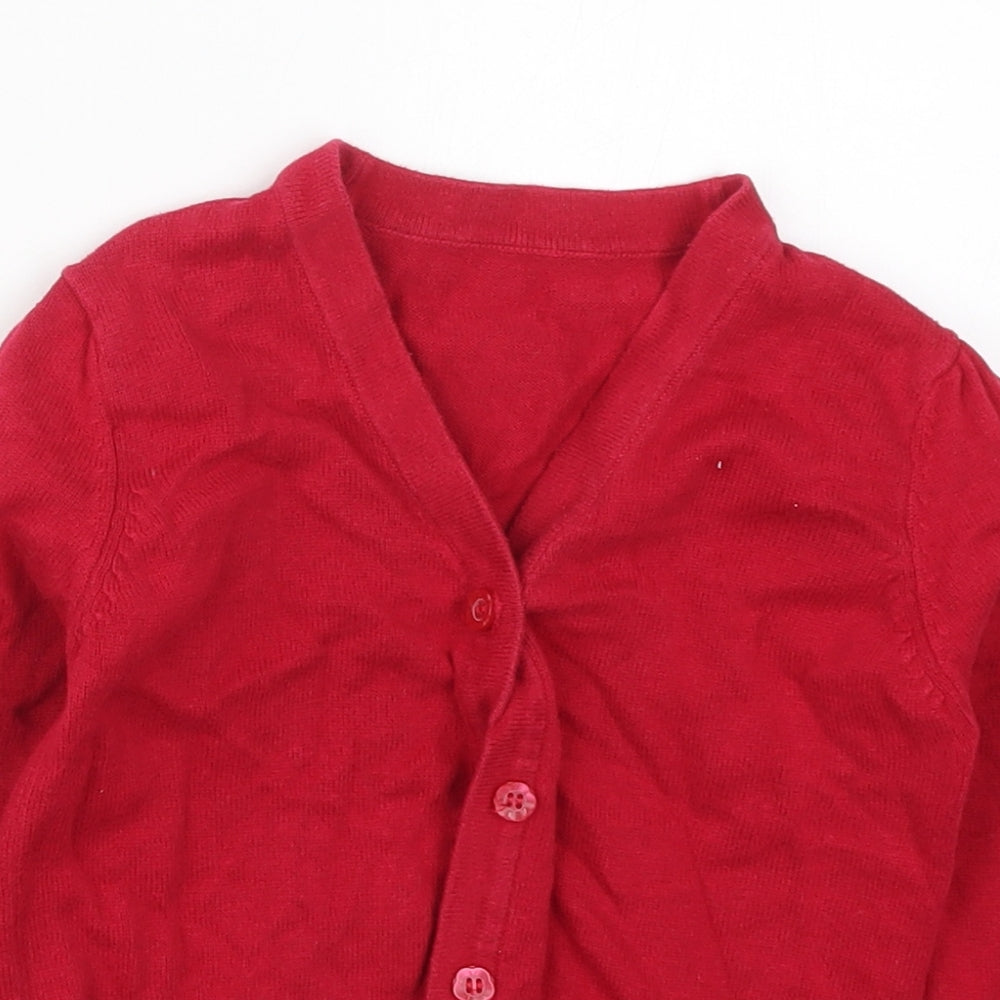Nutmeg Girls Red V-Neck  Cotton Cardigan Jumper Size 4-5 Years  Button