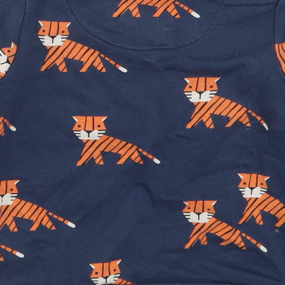 F&F Boys Beige  Cotton Basic T-Shirt Size 18-24 Months Crew Neck Pullover - Tiger