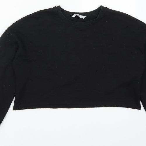 SheIn Girls Black  Cotton Pullover Sweatshirt Size 11-12 Years  Pullover