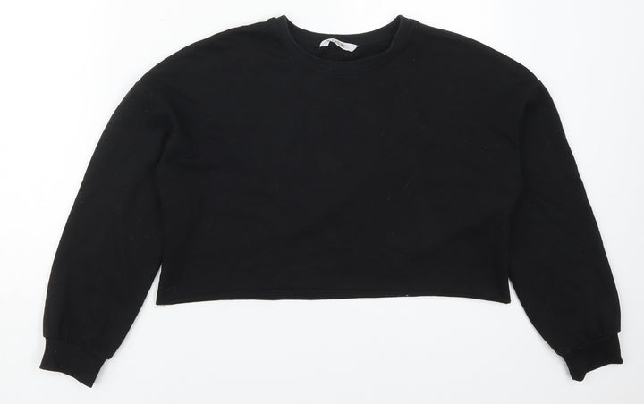 SheIn Girls Black  Cotton Pullover Sweatshirt Size 11-12 Years  Pullover