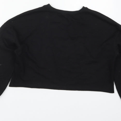 SheIn Girls Black  Cotton Pullover Sweatshirt Size 11-12 Years  Pullover