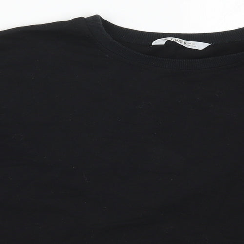 SheIn Girls Black  Cotton Pullover Sweatshirt Size 11-12 Years  Pullover
