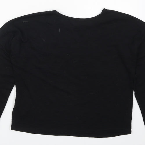 New Look Girls Black  Polyester Basic T-Shirt Size 14-15 Years Crew Neck Pullover - Abstract