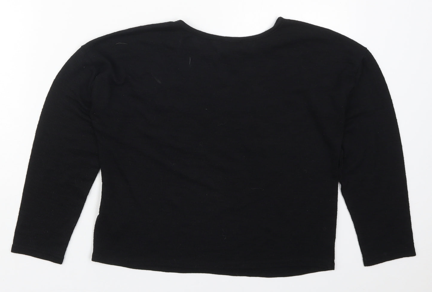 New Look Girls Black  Polyester Basic T-Shirt Size 14-15 Years Crew Neck Pullover - Abstract