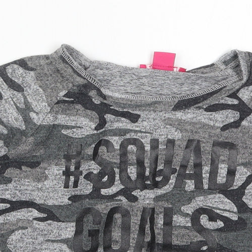 Young Dimension Girls Grey  Polyester Pullover Sweatshirt Size 8-9 Years  Pullover - Squad Goals