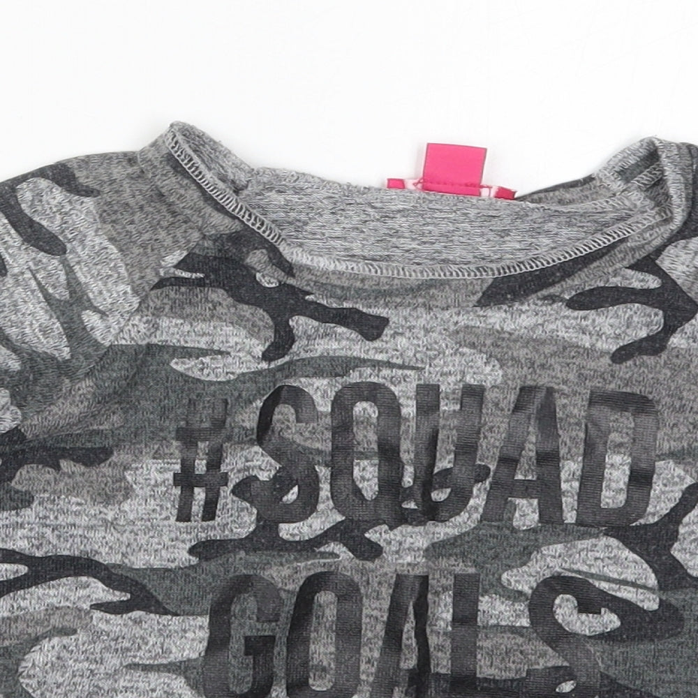 Young Dimension Girls Grey  Polyester Pullover Sweatshirt Size 8-9 Years  Pullover - Squad Goals