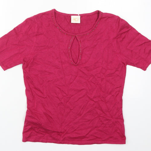 Country Casuals Womens Pink  Viscose Basic T-Shirt Size S Round Neck