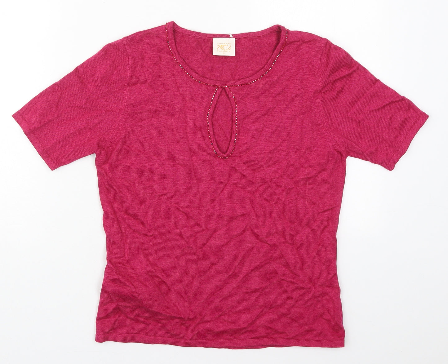 Country Casuals Womens Pink  Viscose Basic T-Shirt Size S Round Neck