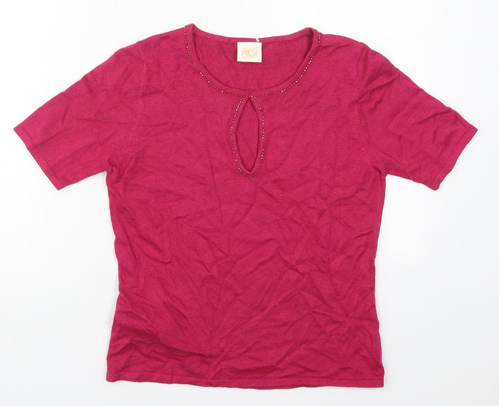 Country Casuals Womens Pink  Viscose Basic T-Shirt Size S Round Neck