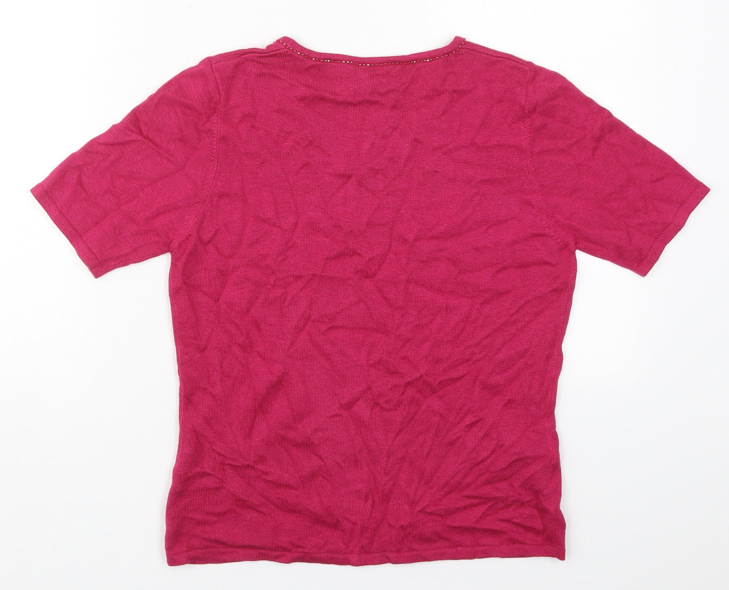 Country Casuals Womens Pink  Viscose Basic T-Shirt Size S Round Neck