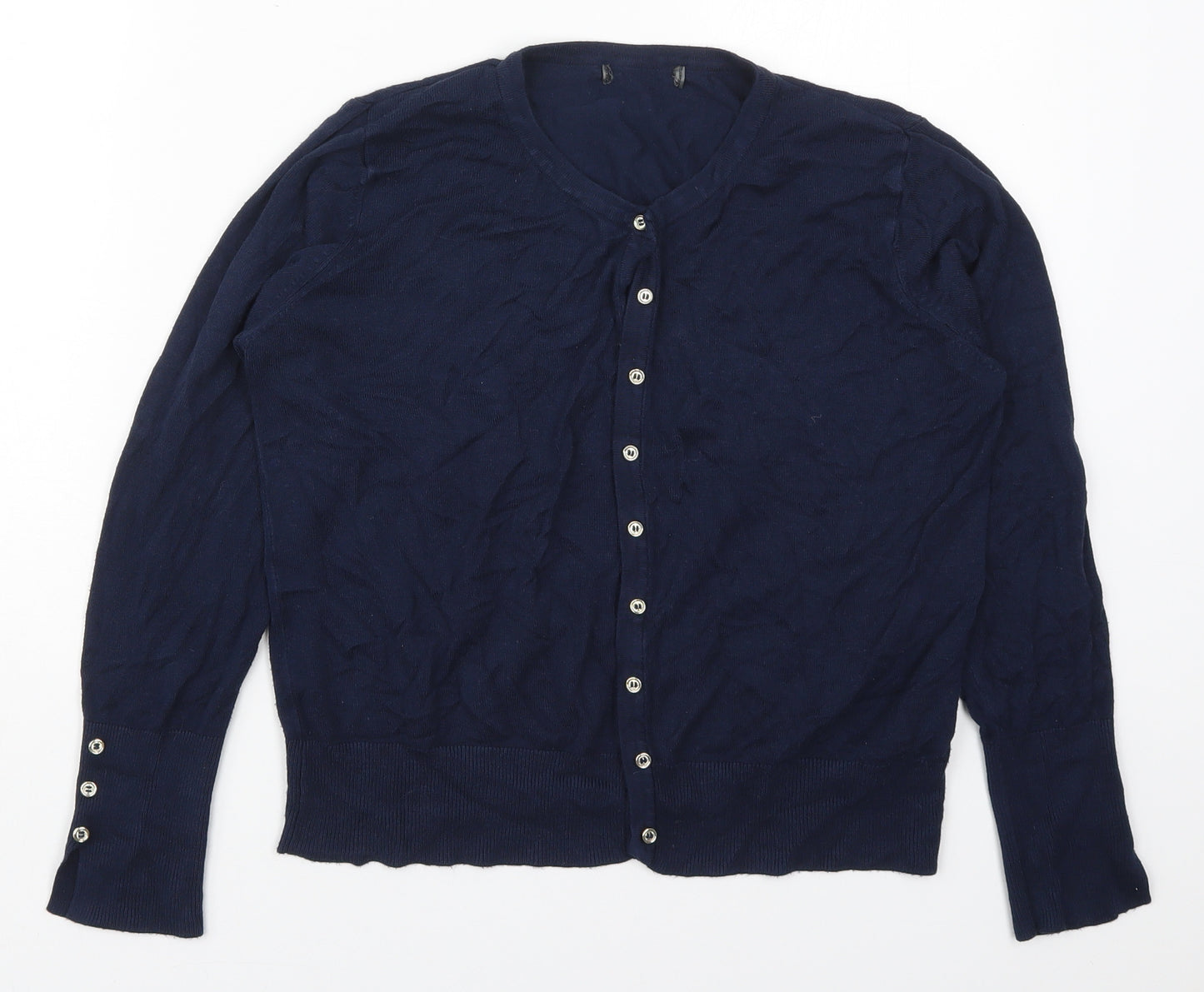 Primark Womens Blue Crew Neck  Viscose Cardigan Jumper Size 14