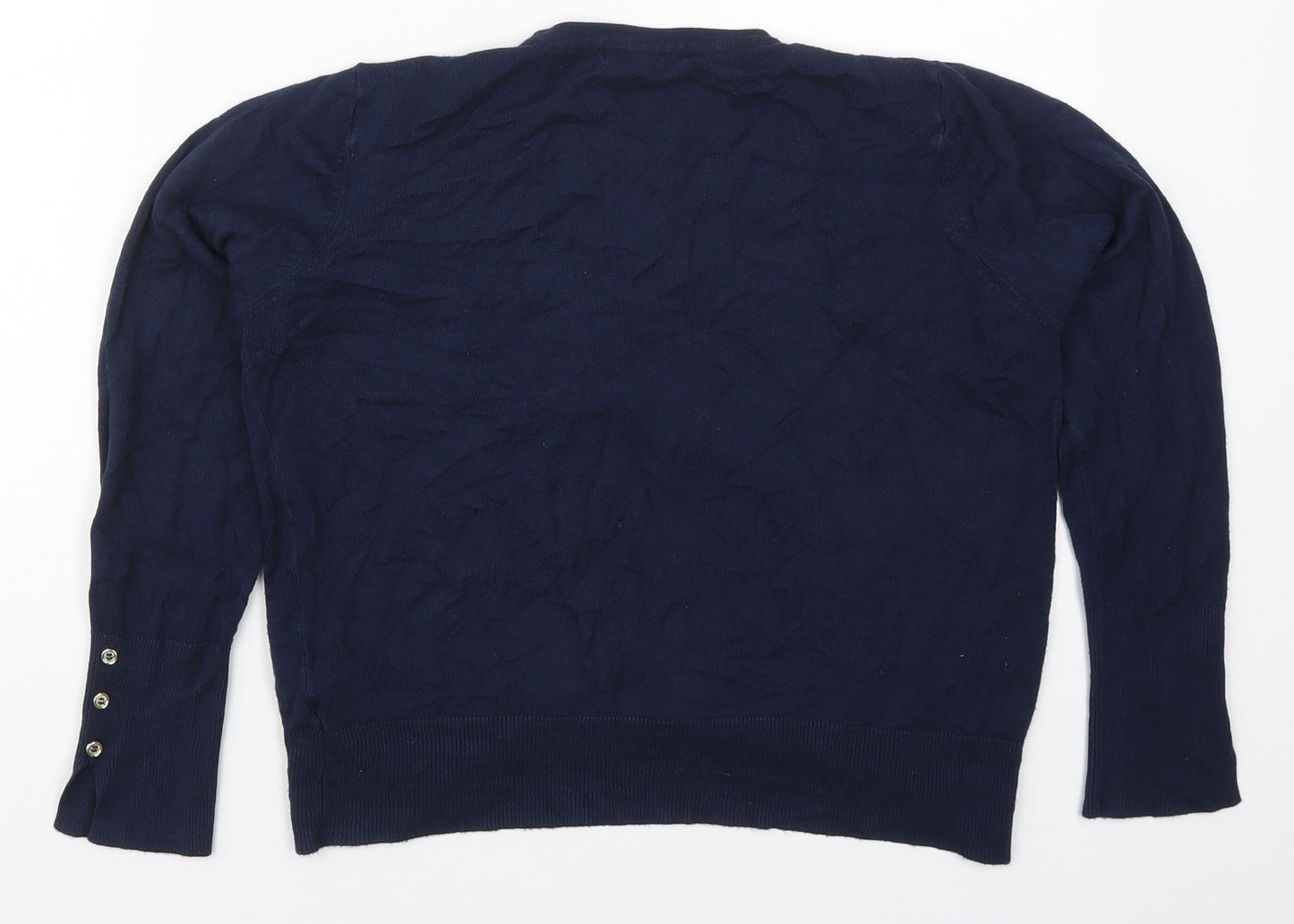 Primark Womens Blue Crew Neck  Viscose Cardigan Jumper Size 14