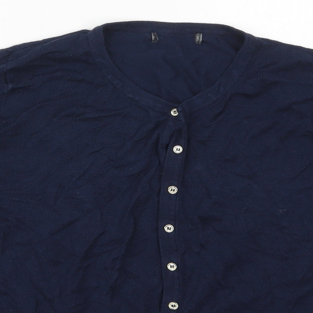 Primark Womens Blue Crew Neck  Viscose Cardigan Jumper Size 14