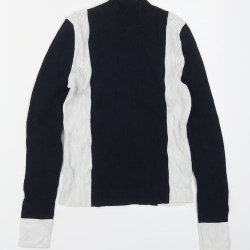 Zara Womens Blue Mock Neck  Viscose Pullover Jumper Size M