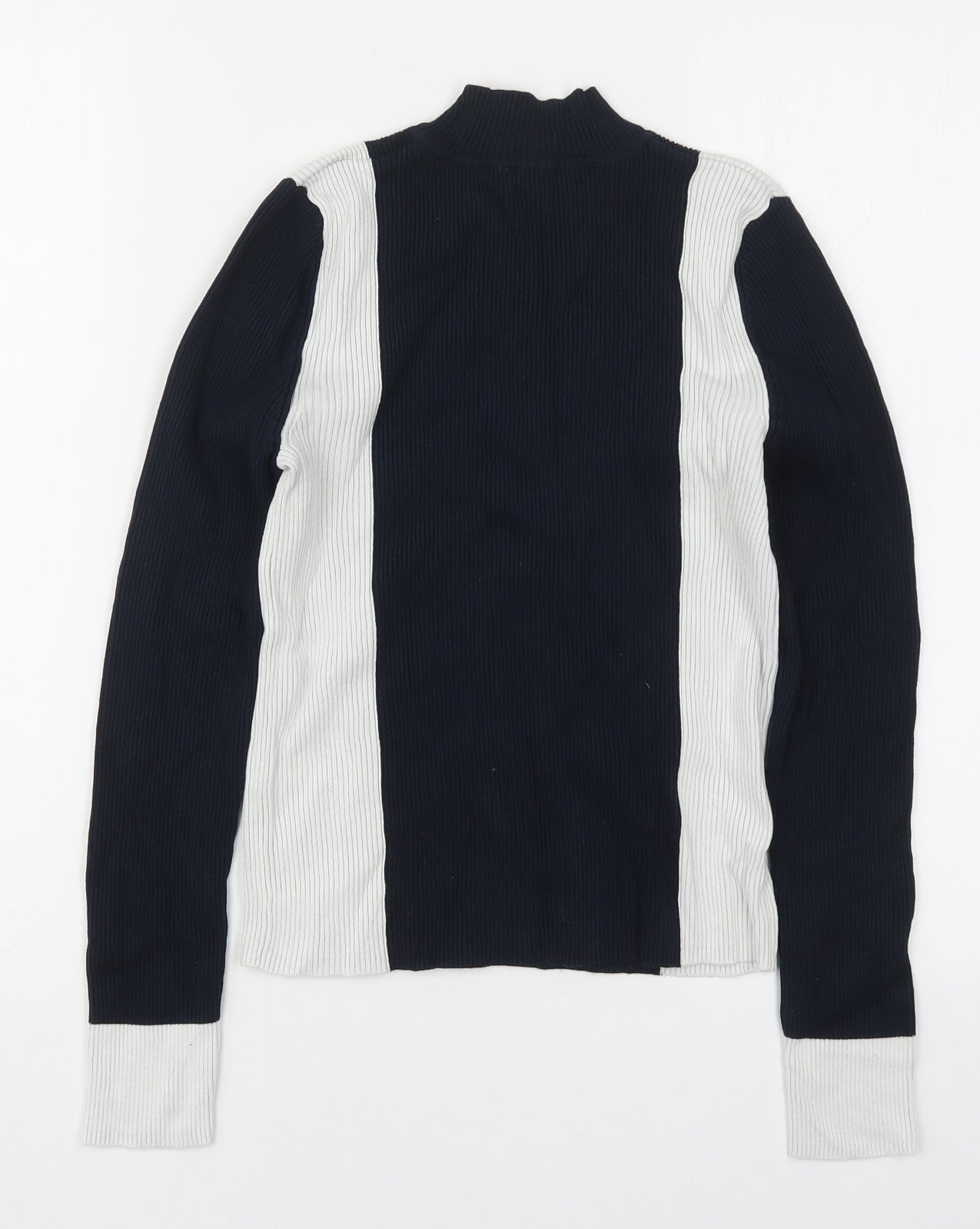 Zara Womens Blue Mock Neck  Viscose Pullover Jumper Size M