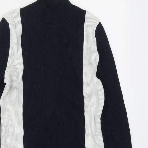 Zara Womens Blue Mock Neck  Viscose Pullover Jumper Size M