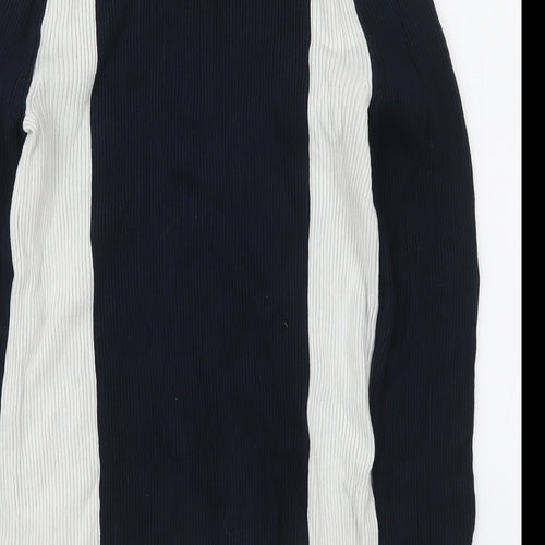 Zara Womens Blue Mock Neck  Viscose Pullover Jumper Size M