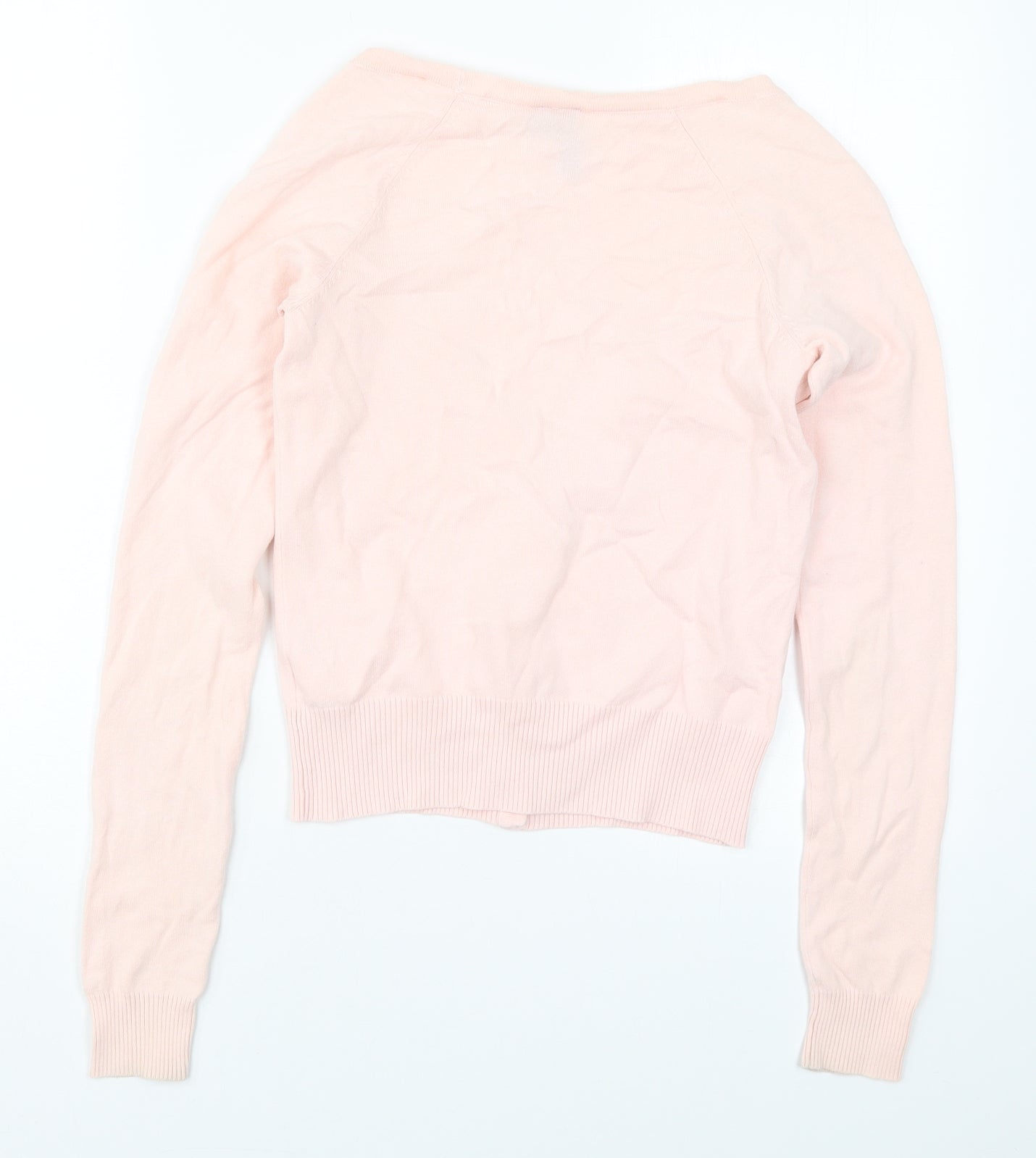 H&M Womens Pink V-Neck  Cotton Cardigan Jumper Size 6