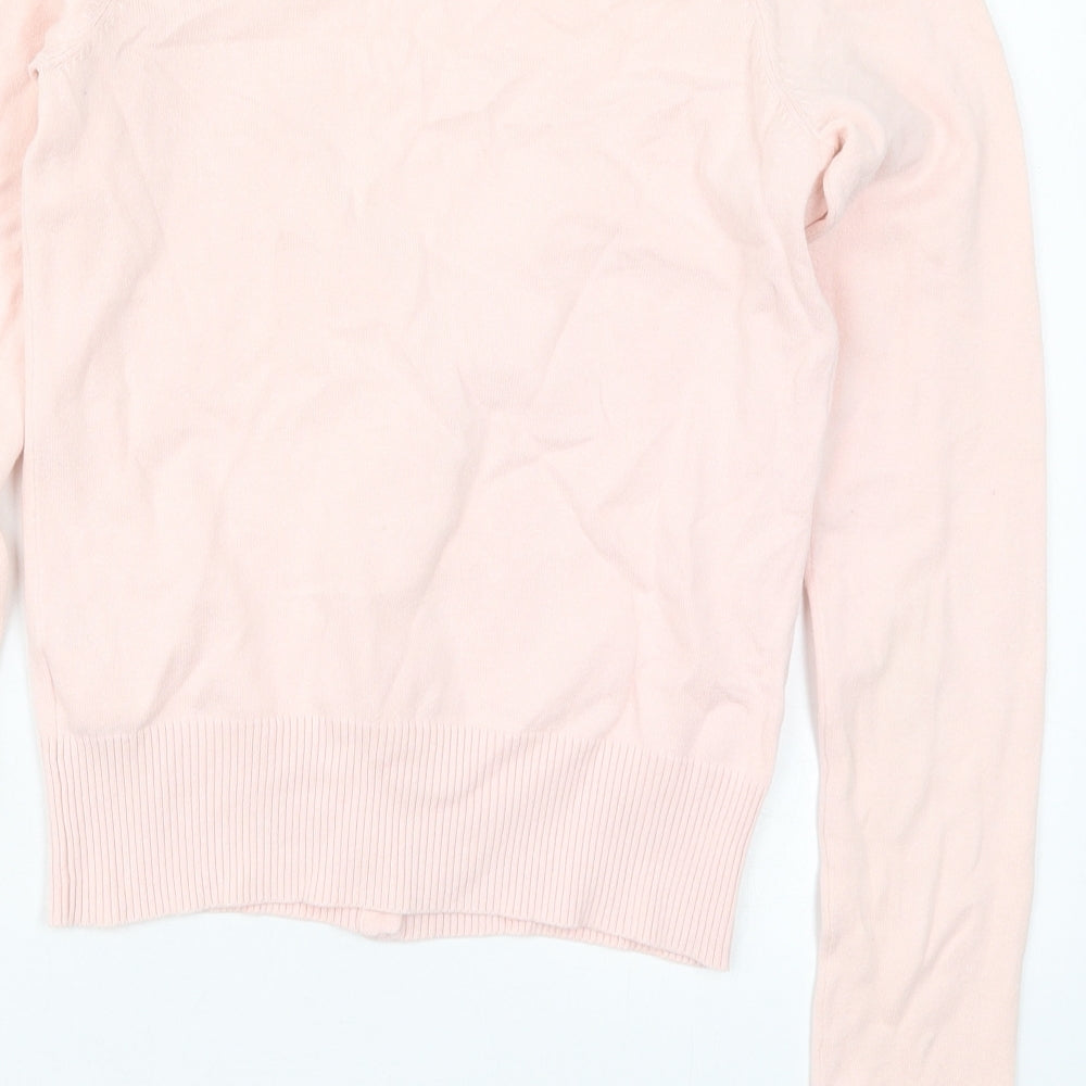 H&M Womens Pink V-Neck  Cotton Cardigan Jumper Size 6