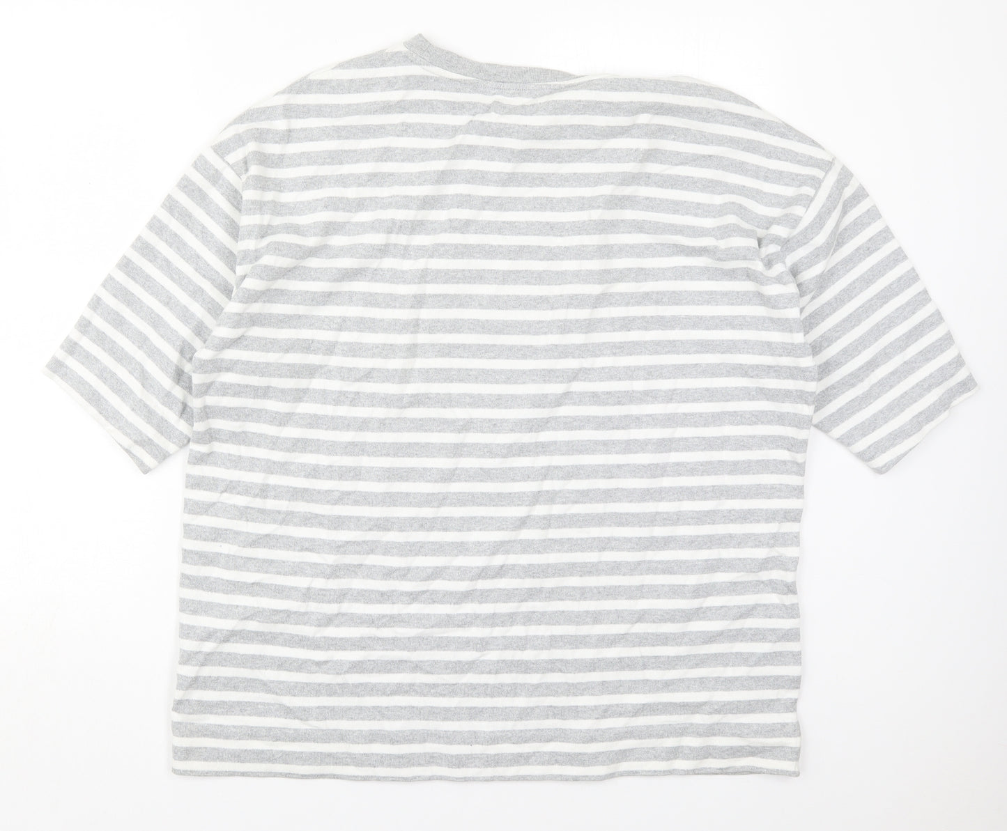COS Womens Grey Striped Cotton Basic T-Shirt Size M Crew Neck
