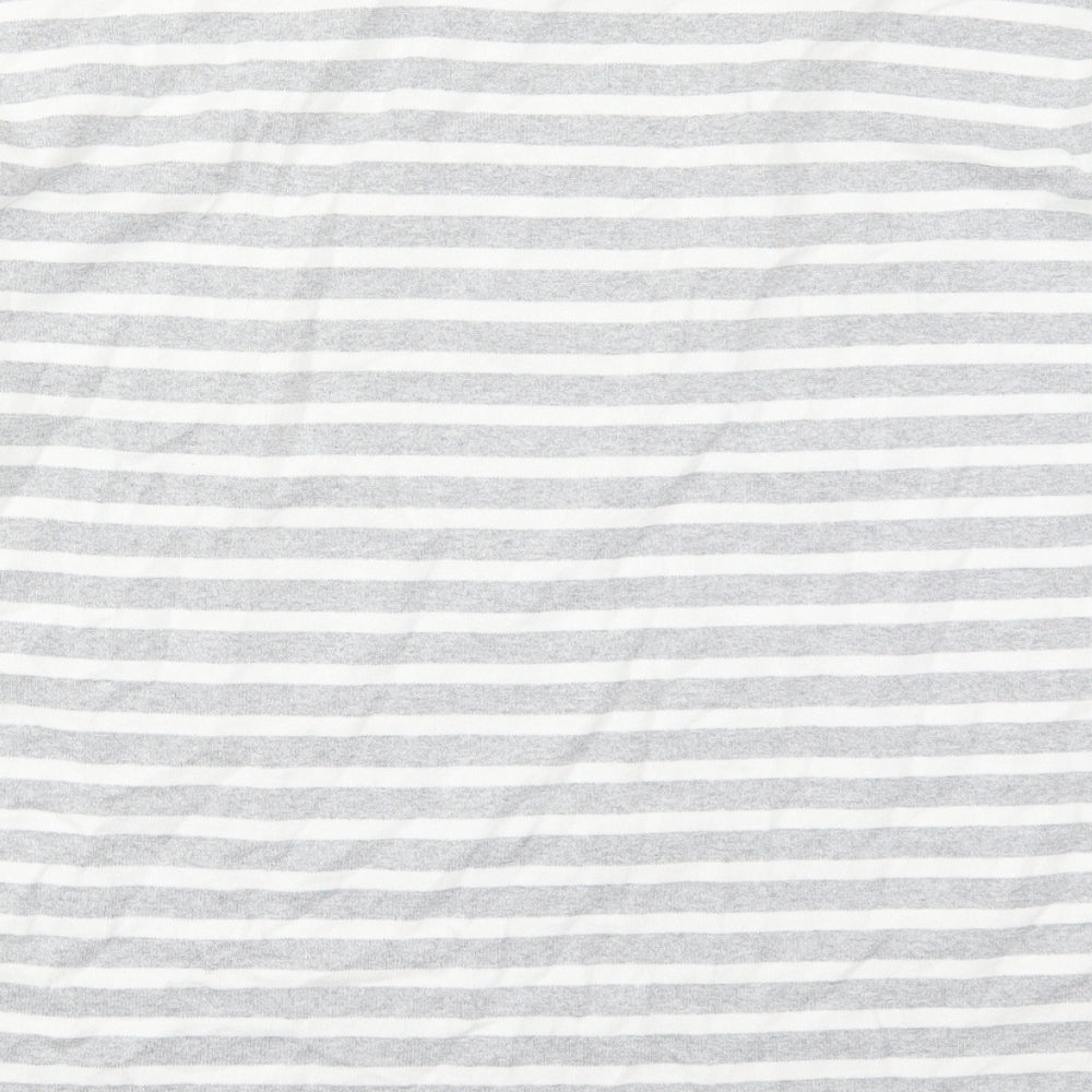 COS Womens Grey Striped Cotton Basic T-Shirt Size M Crew Neck