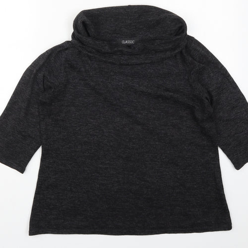Classic Womens Grey  Viscose Basic T-Shirt Size 14 Roll Neck