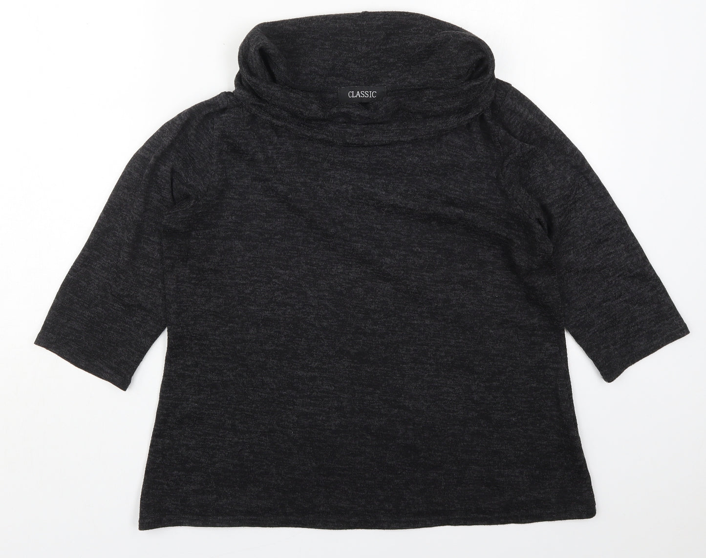 Classic Womens Grey  Viscose Basic T-Shirt Size 14 Roll Neck