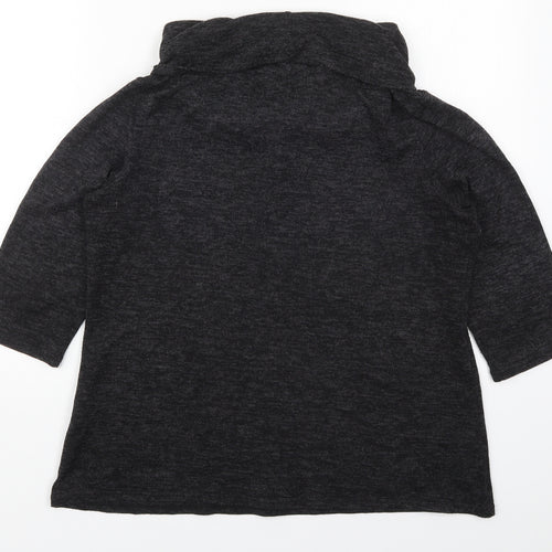 Classic Womens Grey  Viscose Basic T-Shirt Size 14 Roll Neck