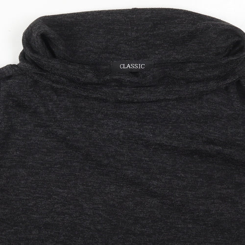 Classic Womens Grey  Viscose Basic T-Shirt Size 14 Roll Neck