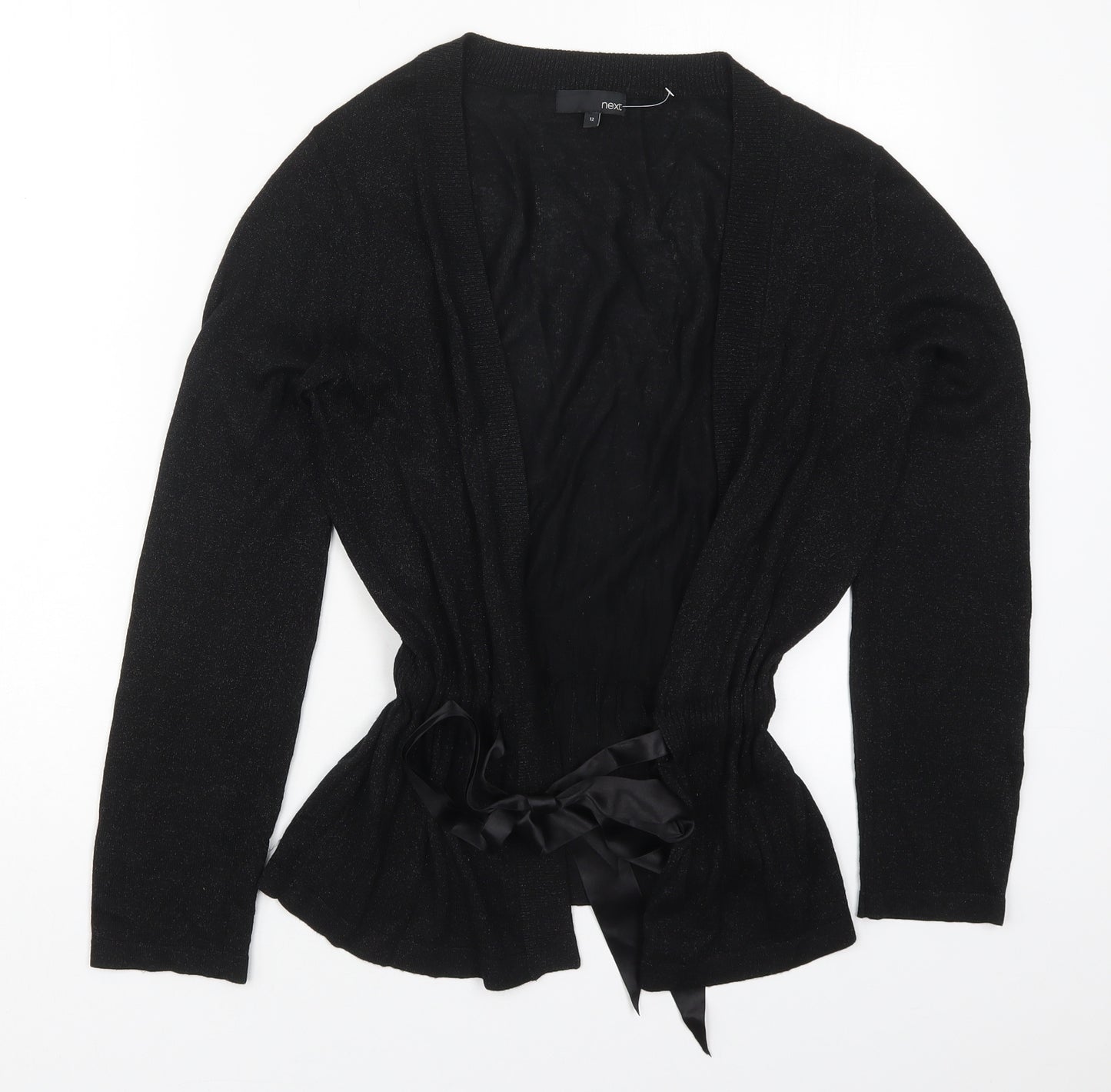 NEXT Womens Black V-Neck  Viscose Cardigan Jumper Size 12