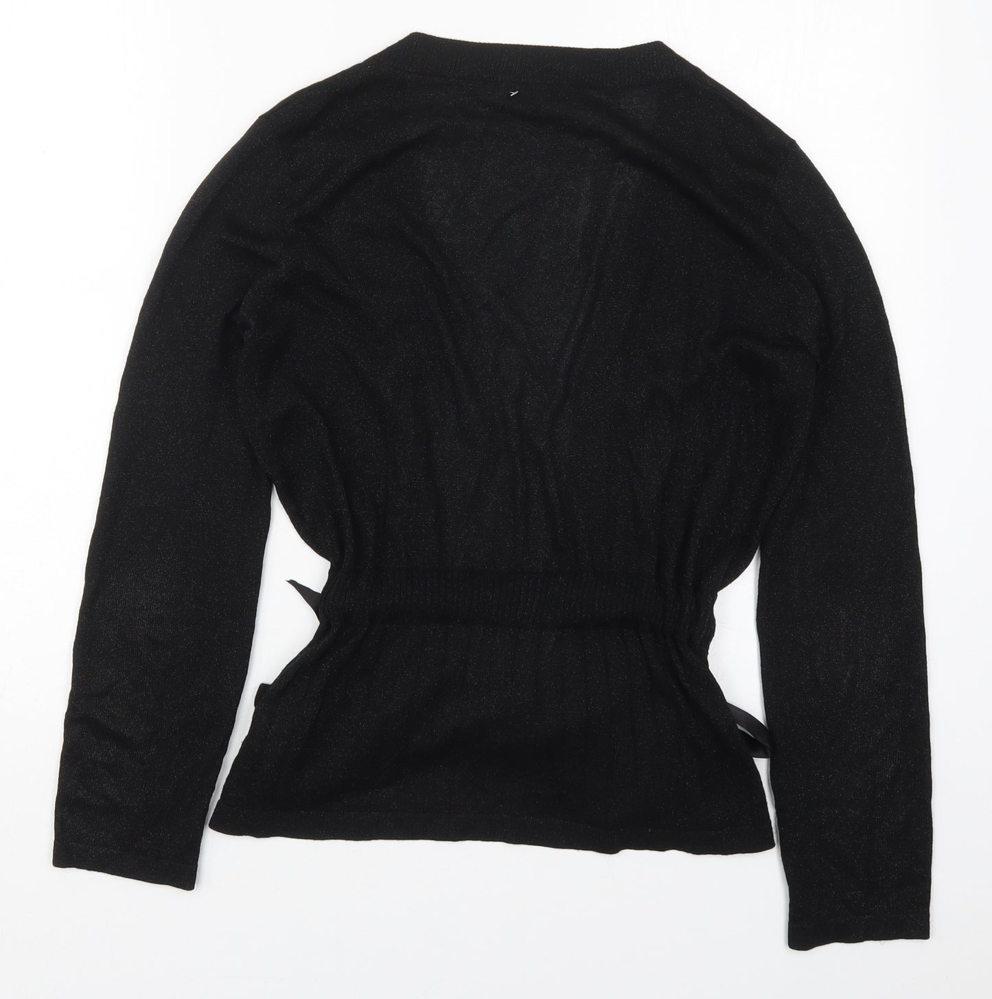 NEXT Womens Black V-Neck  Viscose Cardigan Jumper Size 12