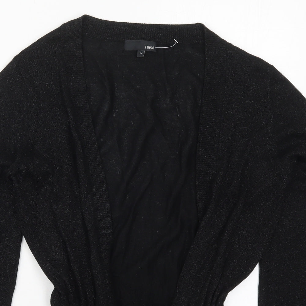 NEXT Womens Black V-Neck  Viscose Cardigan Jumper Size 12