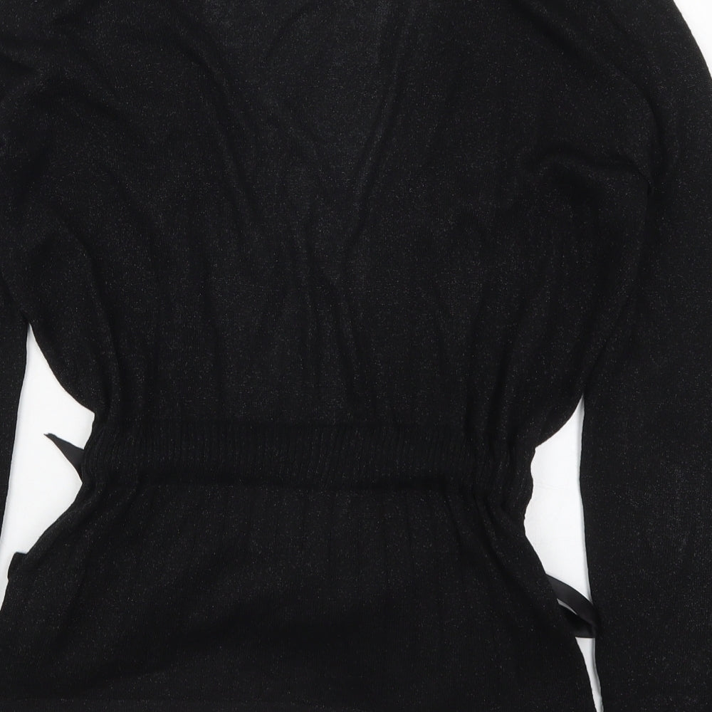 NEXT Womens Black V-Neck  Viscose Cardigan Jumper Size 12