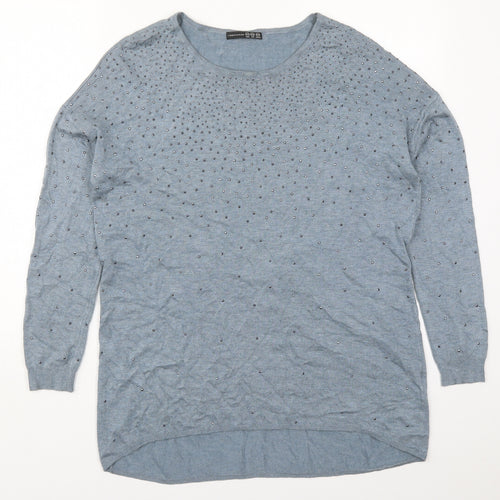 Atmosphere Womens Blue Round Neck  Viscose Pullover Jumper Size 10
