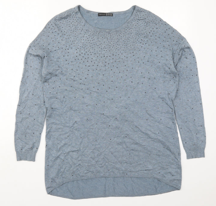Atmosphere Womens Blue Round Neck  Viscose Pullover Jumper Size 10