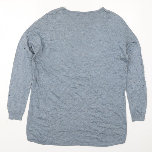 Atmosphere Womens Blue Round Neck  Viscose Pullover Jumper Size 10