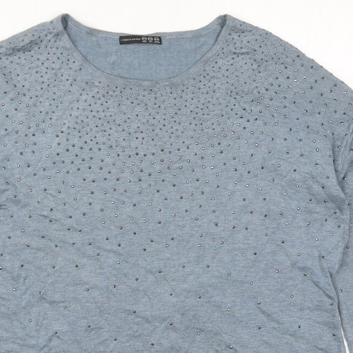 Atmosphere Womens Blue Round Neck  Viscose Pullover Jumper Size 10